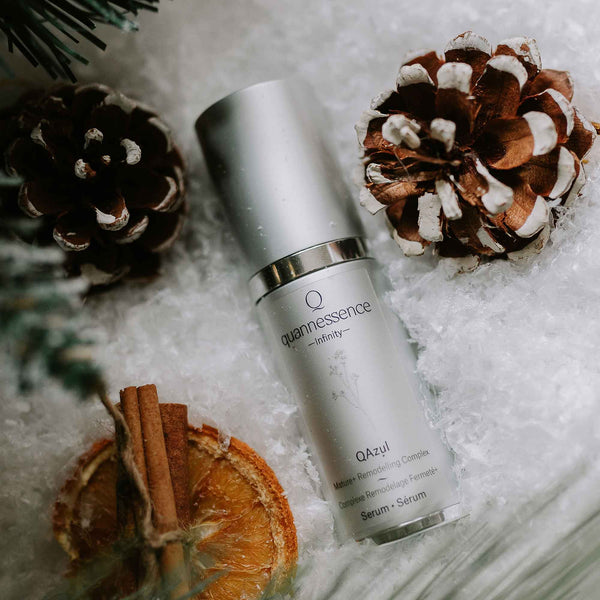 Quannessence Skincare, Infinity Collection, professional skincare, Holistic Beauty, Made in Canada, Naturally Sourced, Active ingredients, women-owned, Face, Serums, Qazul, Azul Rejuvenating Serum, Silver packaging with silver lid and pump
