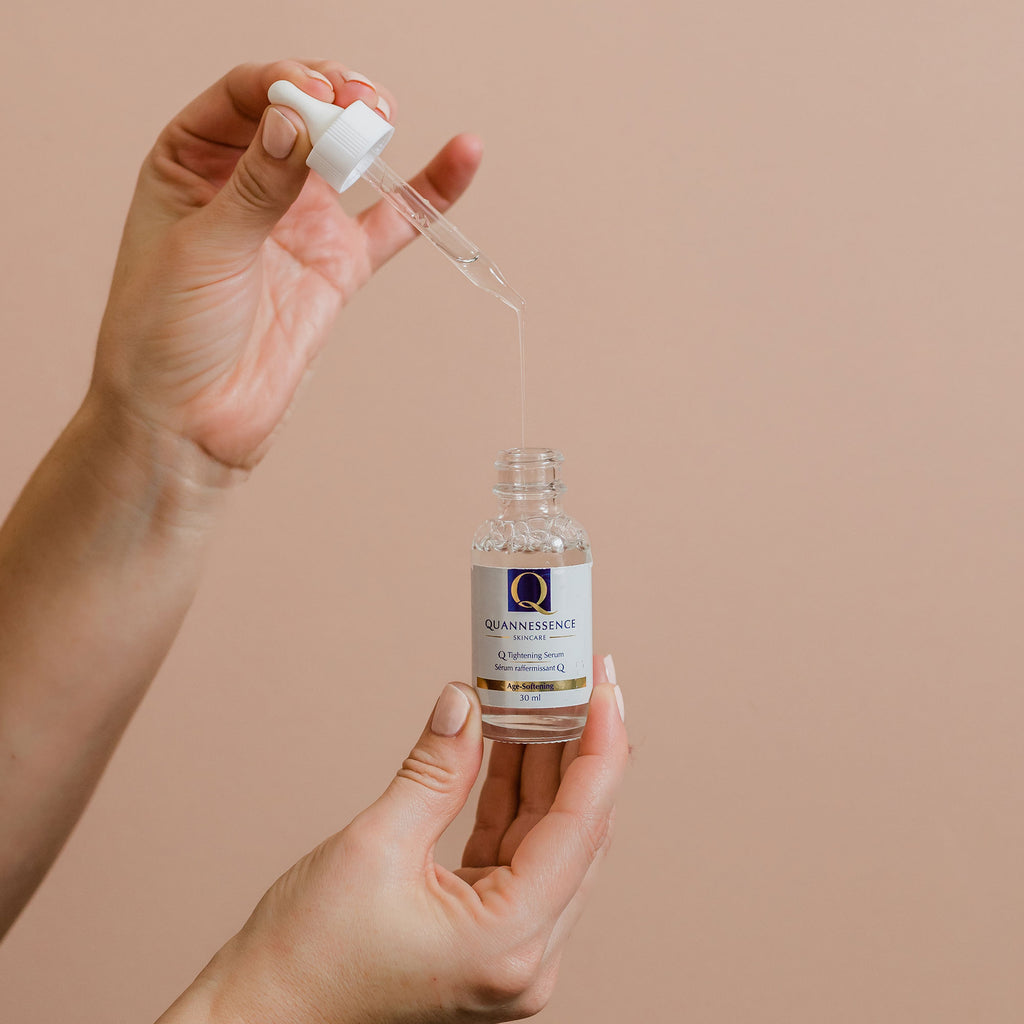 Quannessence, made in Canada, skincare, beauty, holistic approach, Face, advanced serums, Gel, clear container with a dropper, Q Tightening Serum