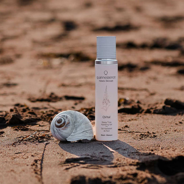Quannessence Skincare, professional skincare, Holistic Beauty, Made in Canada, Naturally Sourced, Active ingredients, women-owned, Face, Mask, QVital, Vital Hydrating Gel Mask, white bottle with a mister spray