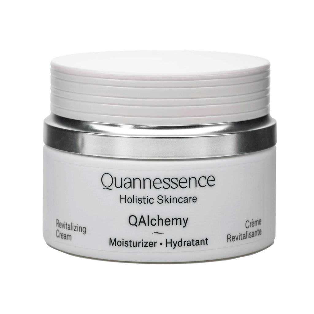 Quannessence Skincare, professional skincare, Holistic Beauty, Made in Canada, Naturally Sourced, Active ingredients, women-owned, Face, Moisturizer, Lotion, Cream, QAlchemy, Alchemist Revitalizing Cream, white jar