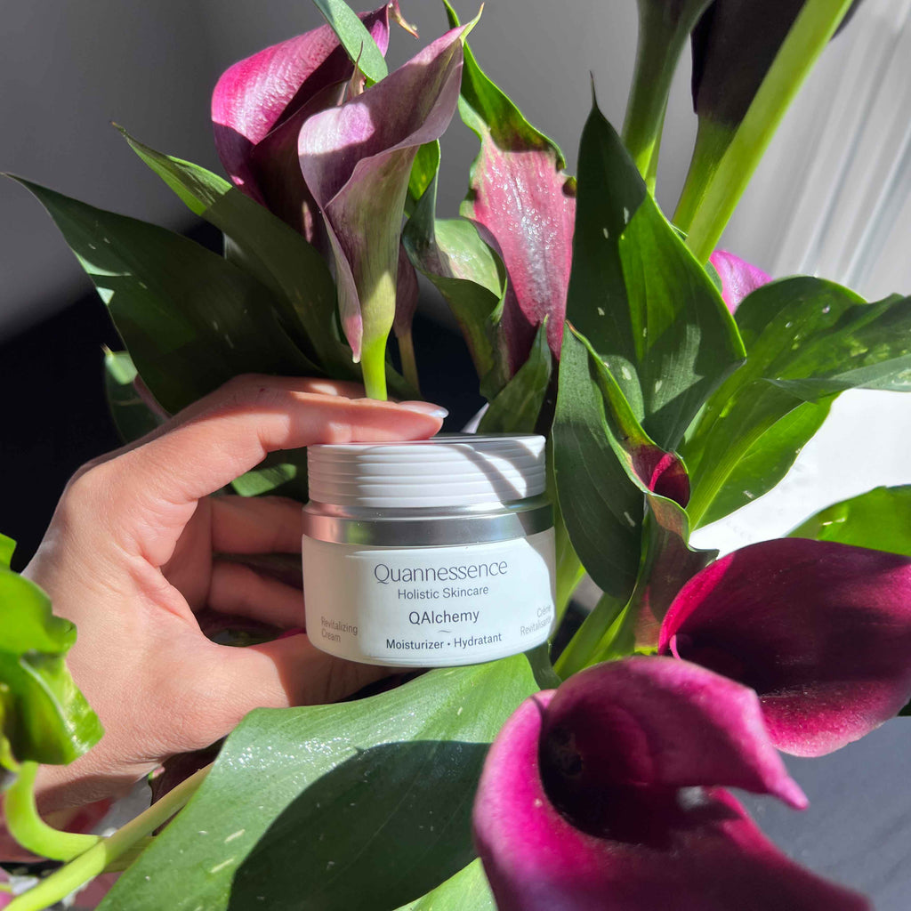 Quannessence Skincare, professional skincare, Holistic Beauty, Made in Canada, Naturally Sourced, Active ingredients, women-owned, Face, Moisturizer, Lotion, Cream, QAlchemy, Alchemist Revitalizing Cream, white jar