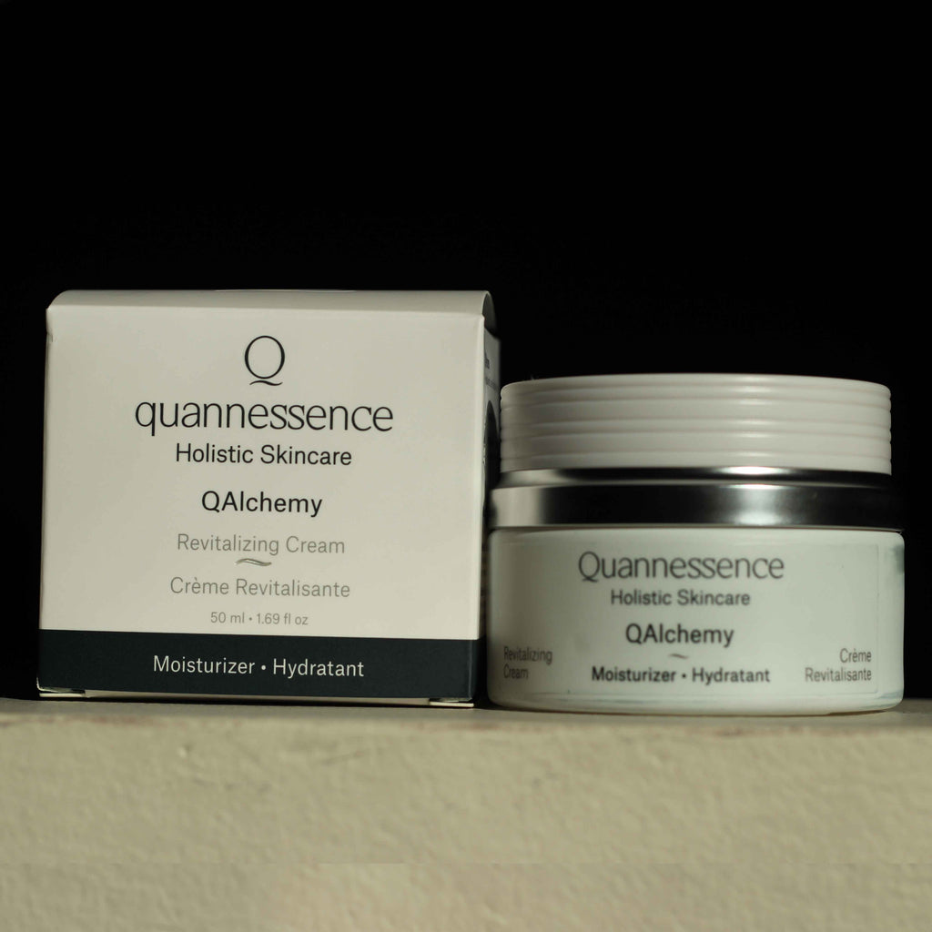 Quannessence Skincare, professional skincare, Holistic Beauty, Made in Canada, Naturally Sourced, Active ingredients, women-owned, Face, Moisturizer, Lotion, Cream, QAlchemy, Alchemist Revitalizing Cream, white jar