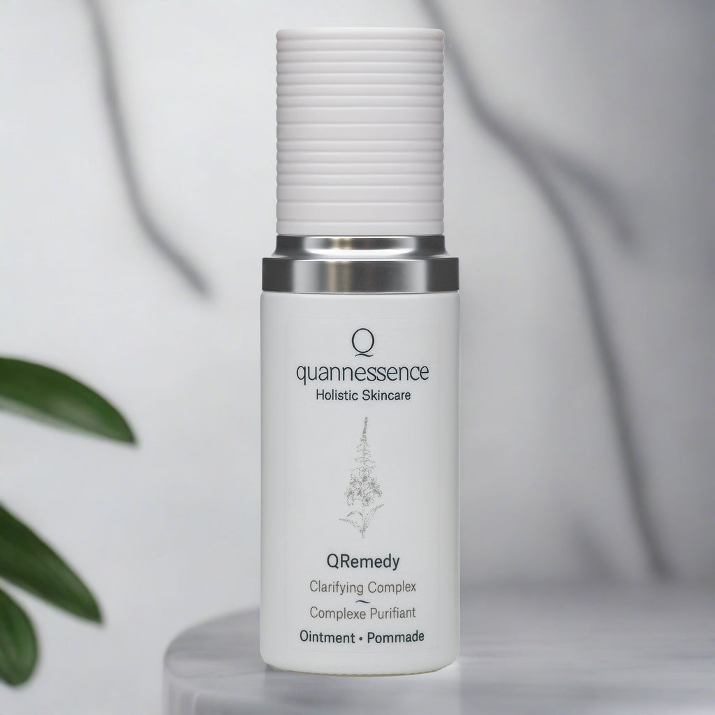 Quannessence Skincare, professional skincare, Holistic Beauty, Made in Canada, Naturally Sourced, Active ingredients, women-owned, Face, Ointment, QRemedy, Compromised Skin Ointment, , white glass packaging with white lid & pump