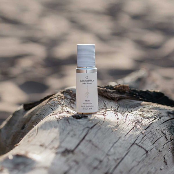 Quannessence Skincare, professional skincare, Holistic Beauty, Made in Canada, Naturally Sourced, Active ingredients, women-owned, Primer, QSilk Radiant Primer, white bottle with pump