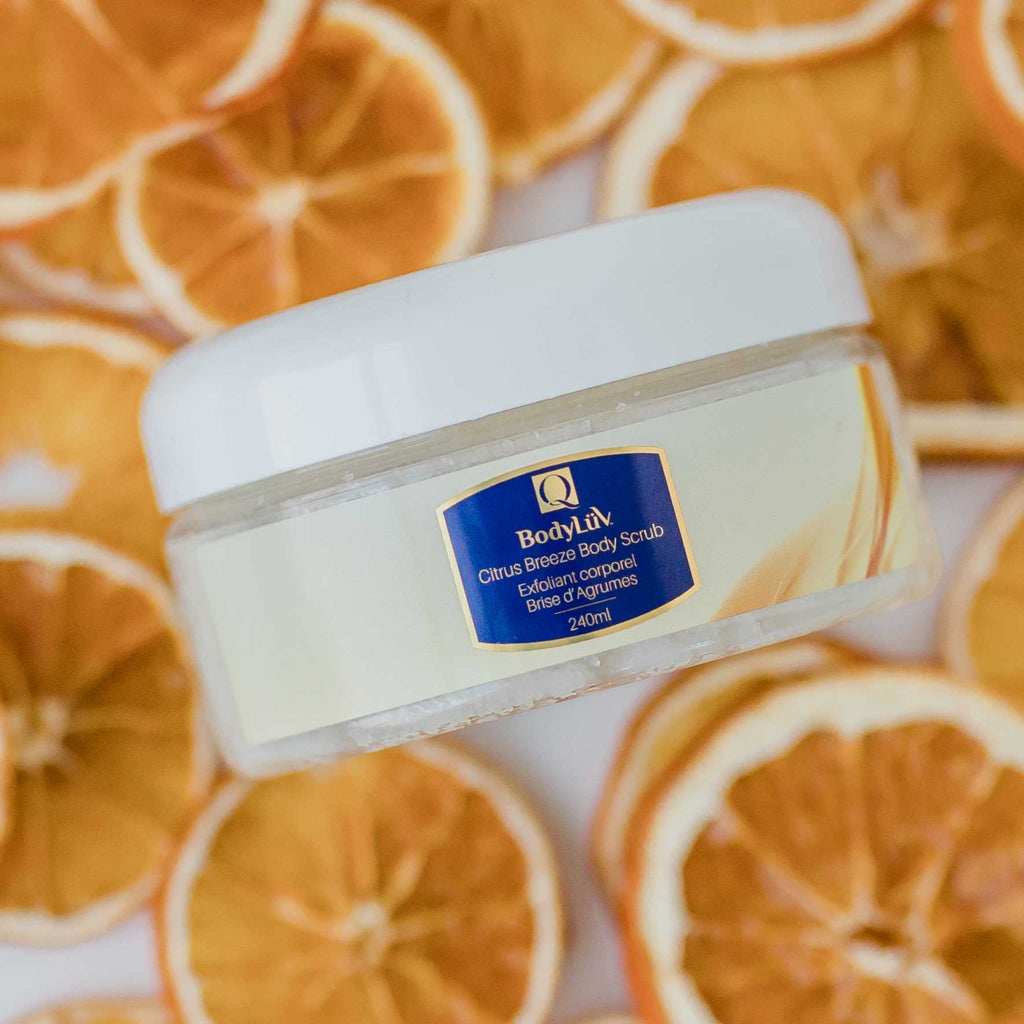 Body Scrub Exfoliant, BodyLüv by Quannessence, Made in Canada, Skincare, Holistic Beauty, Face, Body, Scrub, Exfoliant, Jar