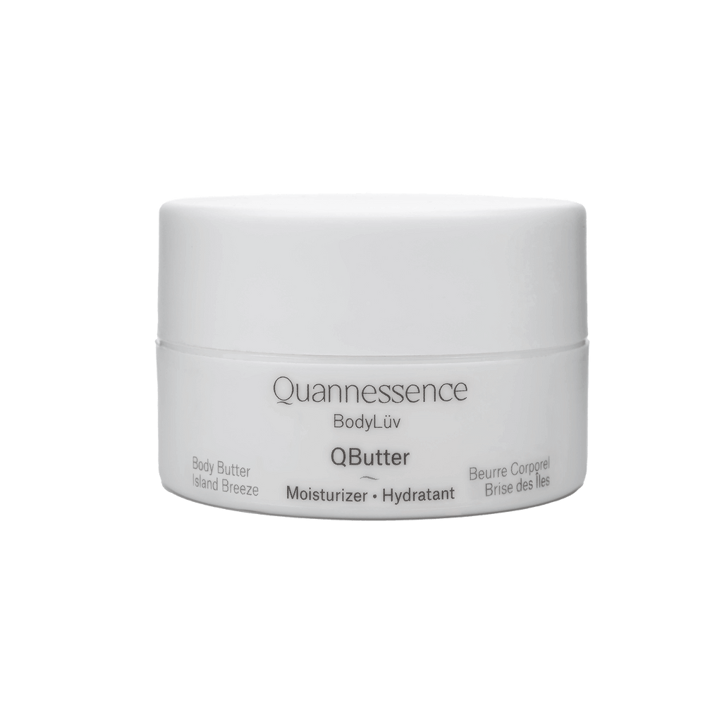 Quannessence Skincare, BodyLüv Collection, professional skincare, Holistic Beauty, Made in Canada, Naturally Sourced, Active ingredients, women-owned, Body, Cream, Moisturizer, QButter, Body Butter Cream, white jar 