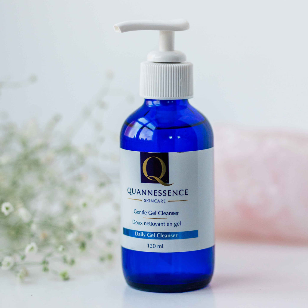 Quannessence, made in Canada, skincare, holistic beauty, Face, Cleanser, Gel, blue bottle with pump