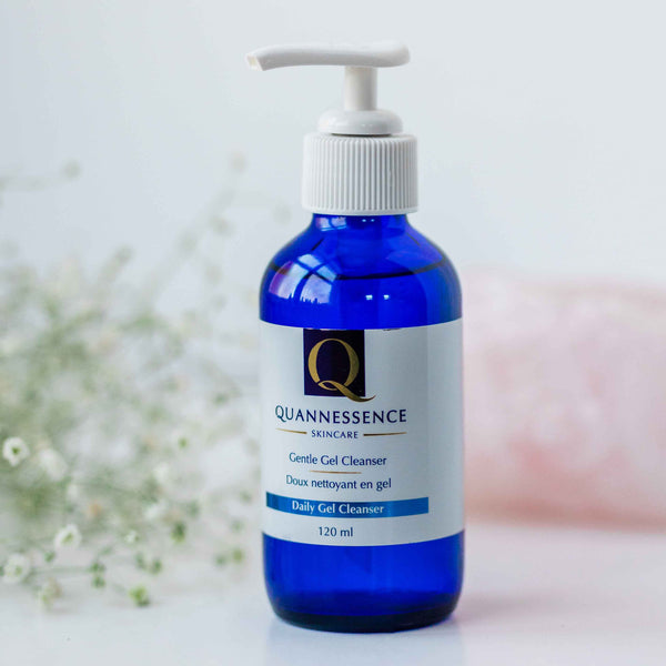 Quannessence, made in Canada, skincare, holistic beauty, Face, Cleanser, Gel, blue bottle with pump