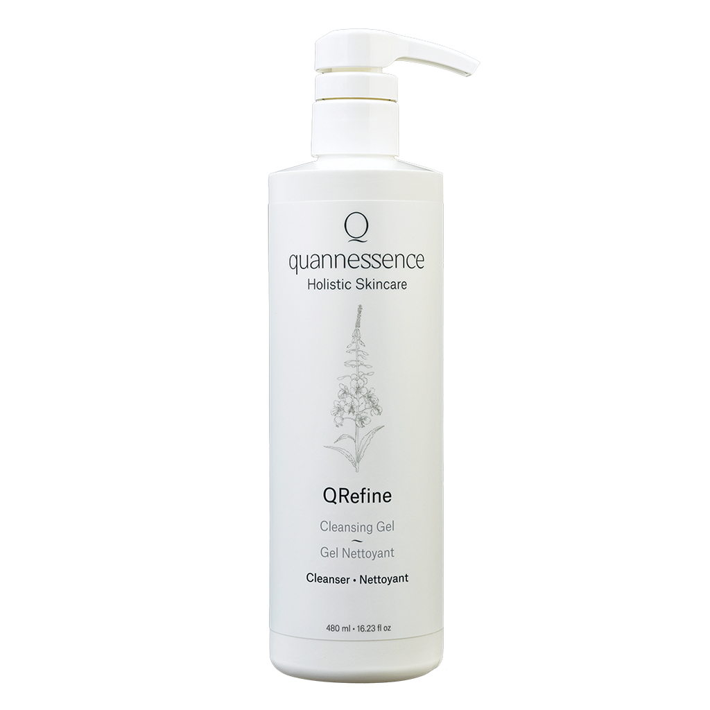 Quannessence QRefine Cleansing Gel bottle on a white background