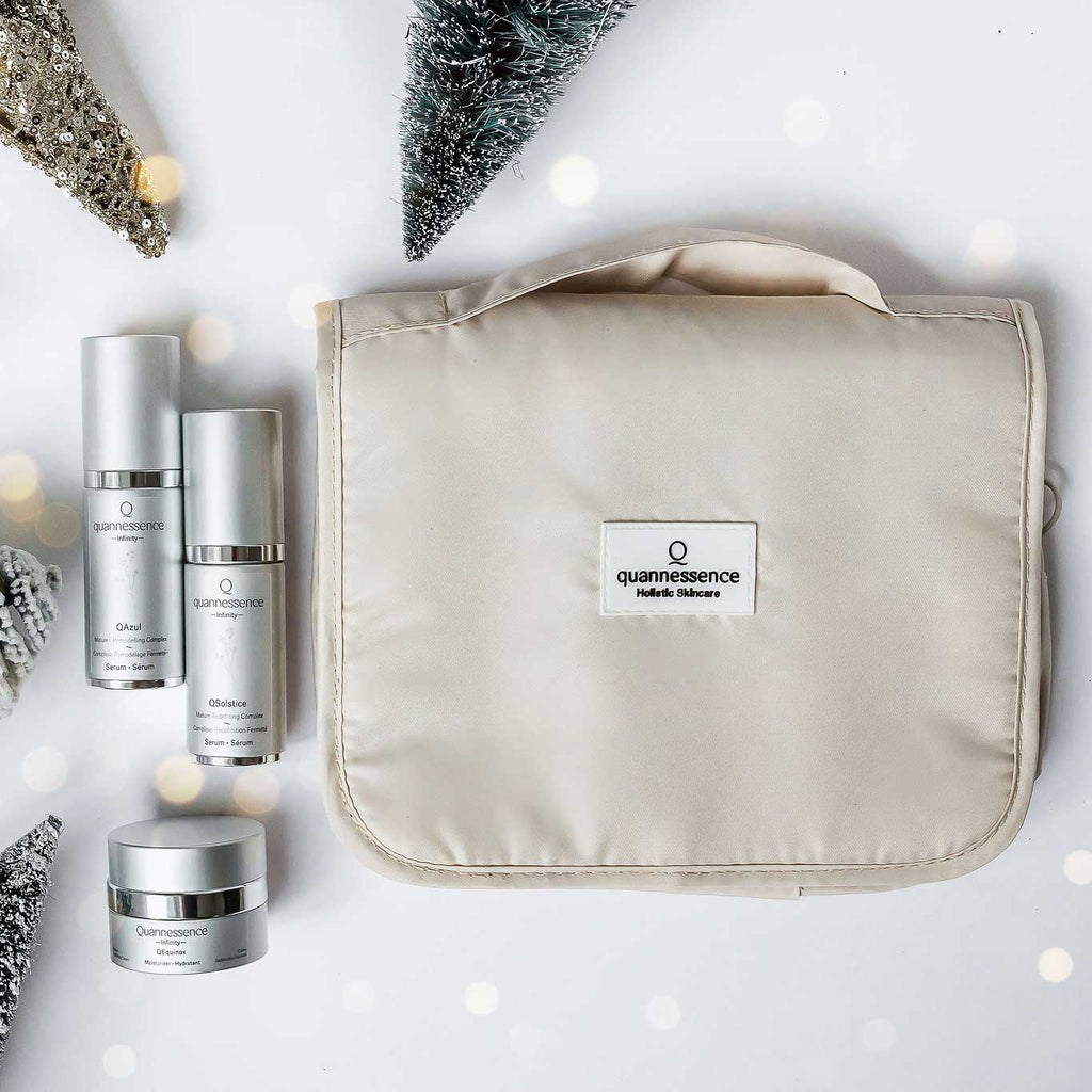 Quannessence Infinity Series 4-piece holiday skincare set with anti-aging serums and cream for luxury skin care