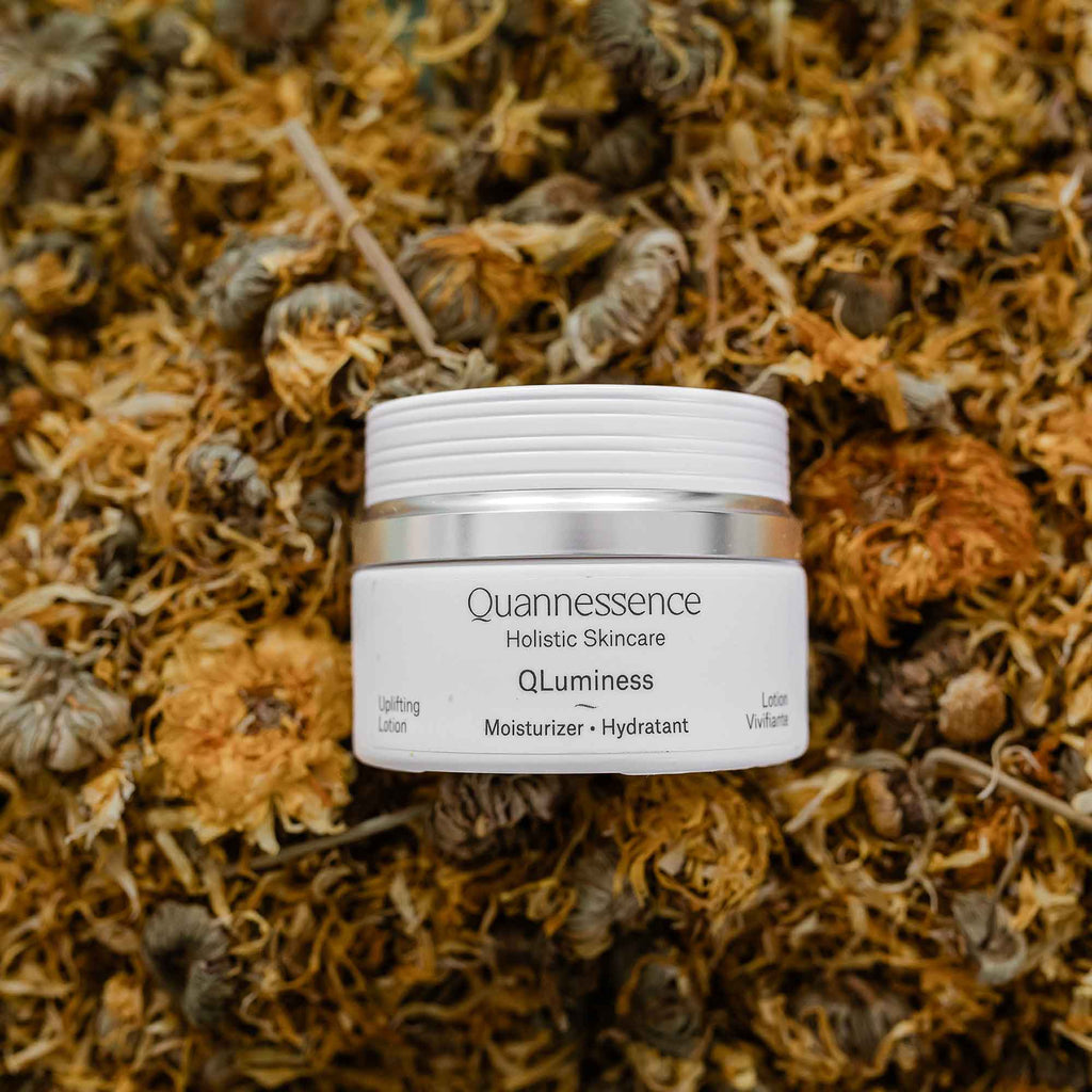 Quannessence Skincare, professional skincare, Holistic Beauty, Made in Canada, Naturally Sourced, Active ingredients, women-owned, Face, Moisturizer, Lotion, Cream, QLuminess, Luminess Face Lotion, white jar