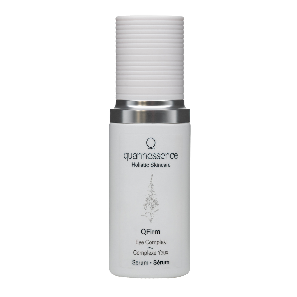 Quannessence Skincare, professional skincare, Holistic Beauty, Made in Canada, Naturally Sourced, Active ingredients, women-owned, Face, Serum, QFirm, IQ FIRMING GEL, white glass packaging with white lid & pump