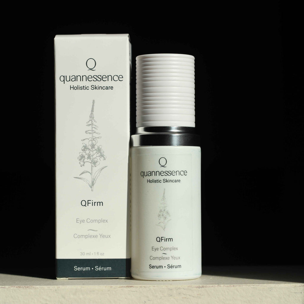 Quannessence Skincare, professional skincare, Holistic Beauty, Made in Canada, Naturally Sourced, Active ingredients, women-owned, Face, Serum, QFirm, IQ FIRMING GEL, white glass packaging with white lid & pump
