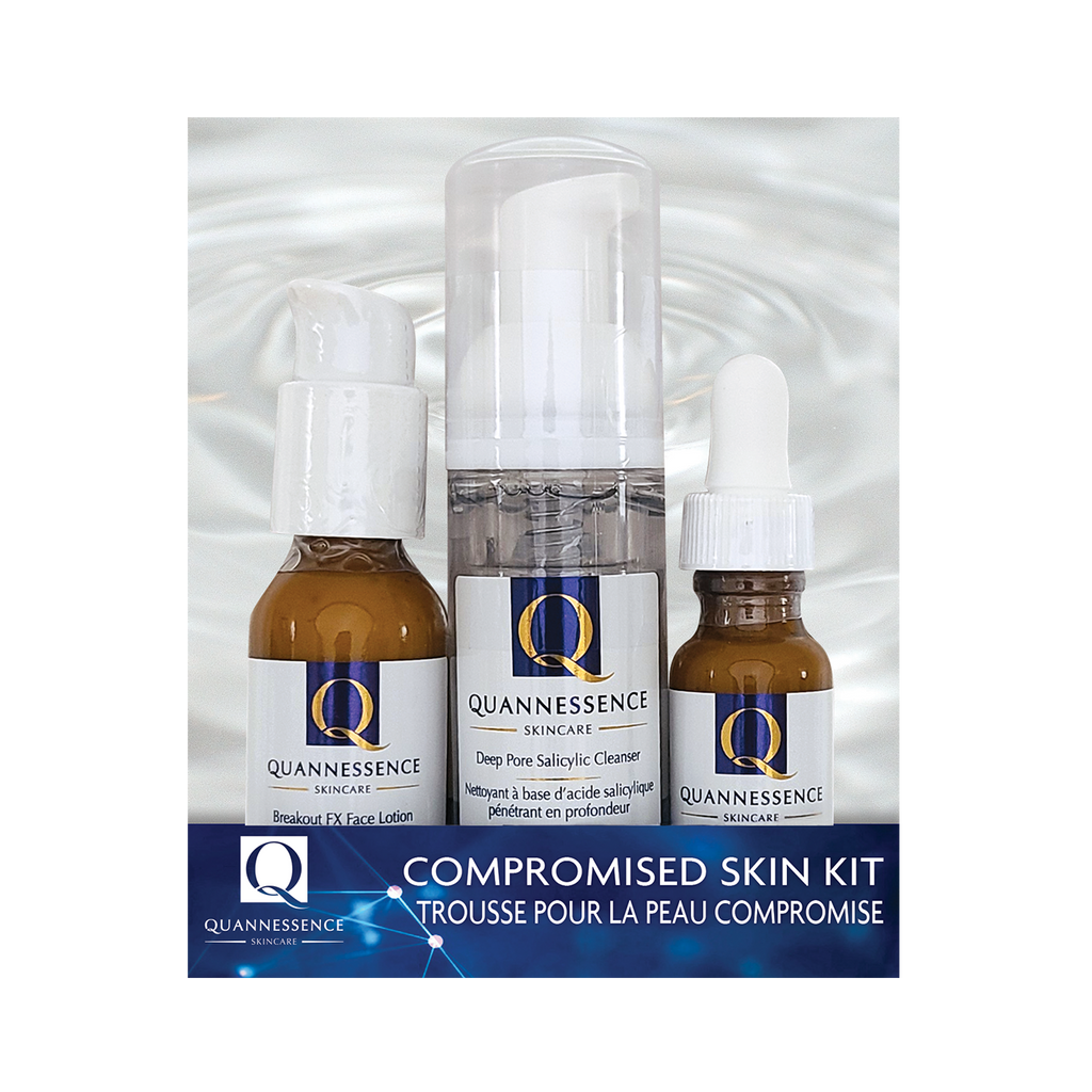 Quannessence, natural beauty, made in Canada, skincare, holistic approach, blemish treatment, Compromised Skin Kit, Compromised Skin Ointment, Breakout FX, DEEP PORE SALICYLIC CLEANSER, face, lotion
