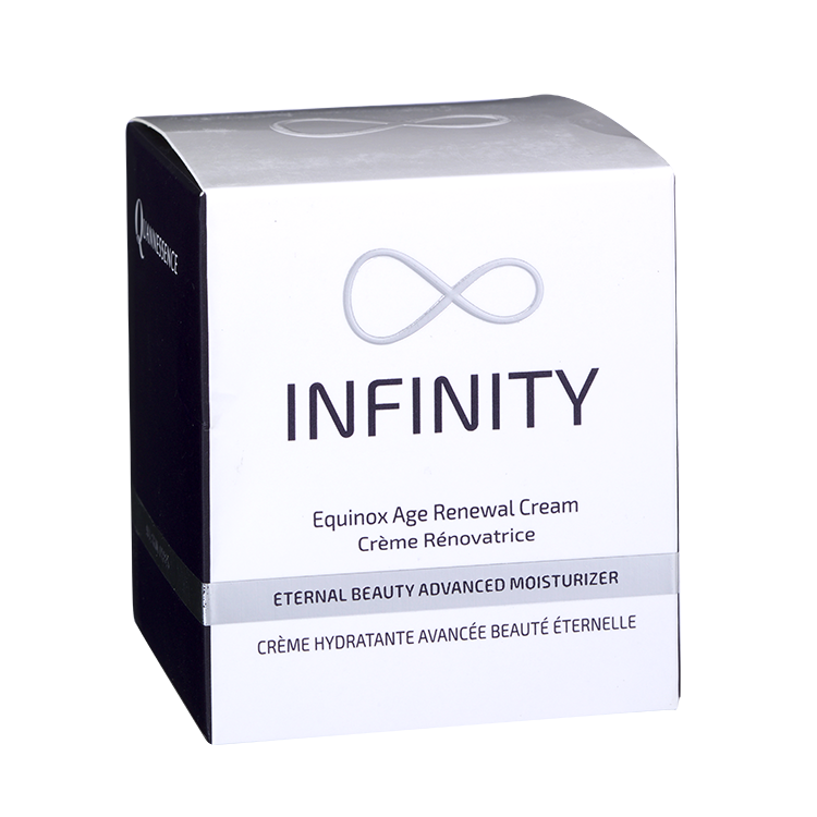 Equinox Age Renewal, Infinity by Quannessence, Natural Beauty Made in Canada, Skincare, Holistic Beauty, Face, Moisturizer, Lotion, Cream, packaging